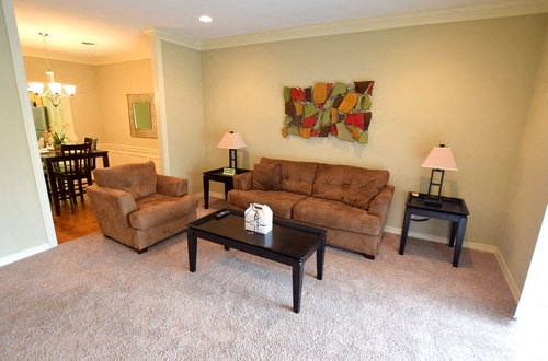 Fully Furnished Living Room at The Diplomat of Jackson Apartment Homes, Mississippi